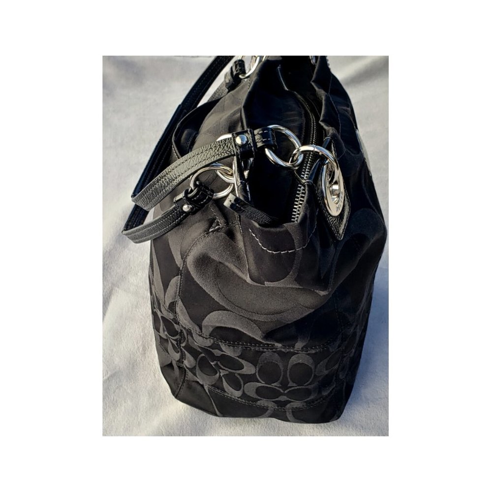 Coach Black Monogram Alex Sateen Tote Two-Strap Brilliant Nickle Hardware - Picture 5 of 14